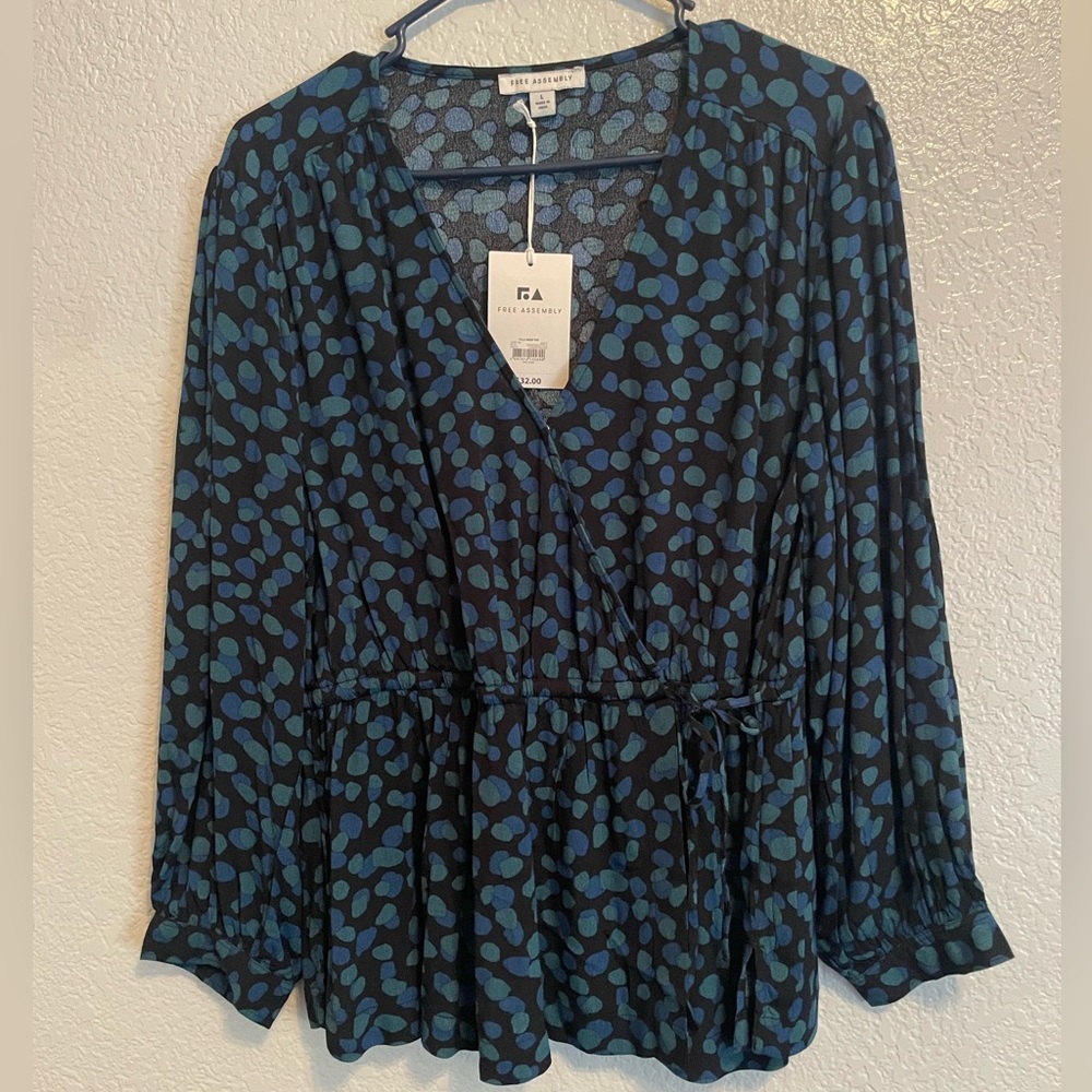 Blue green and black top, flowy